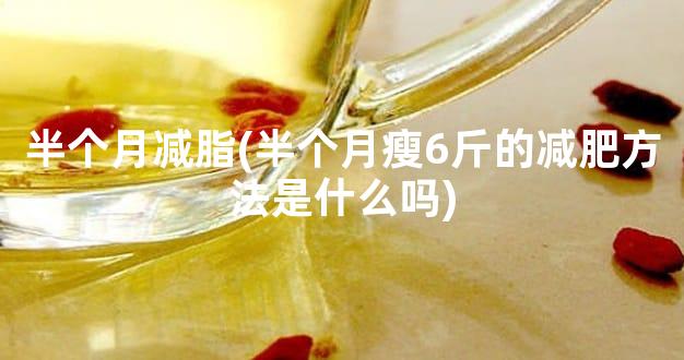 半个月减脂(半个月瘦6斤的减肥方法是什么吗)